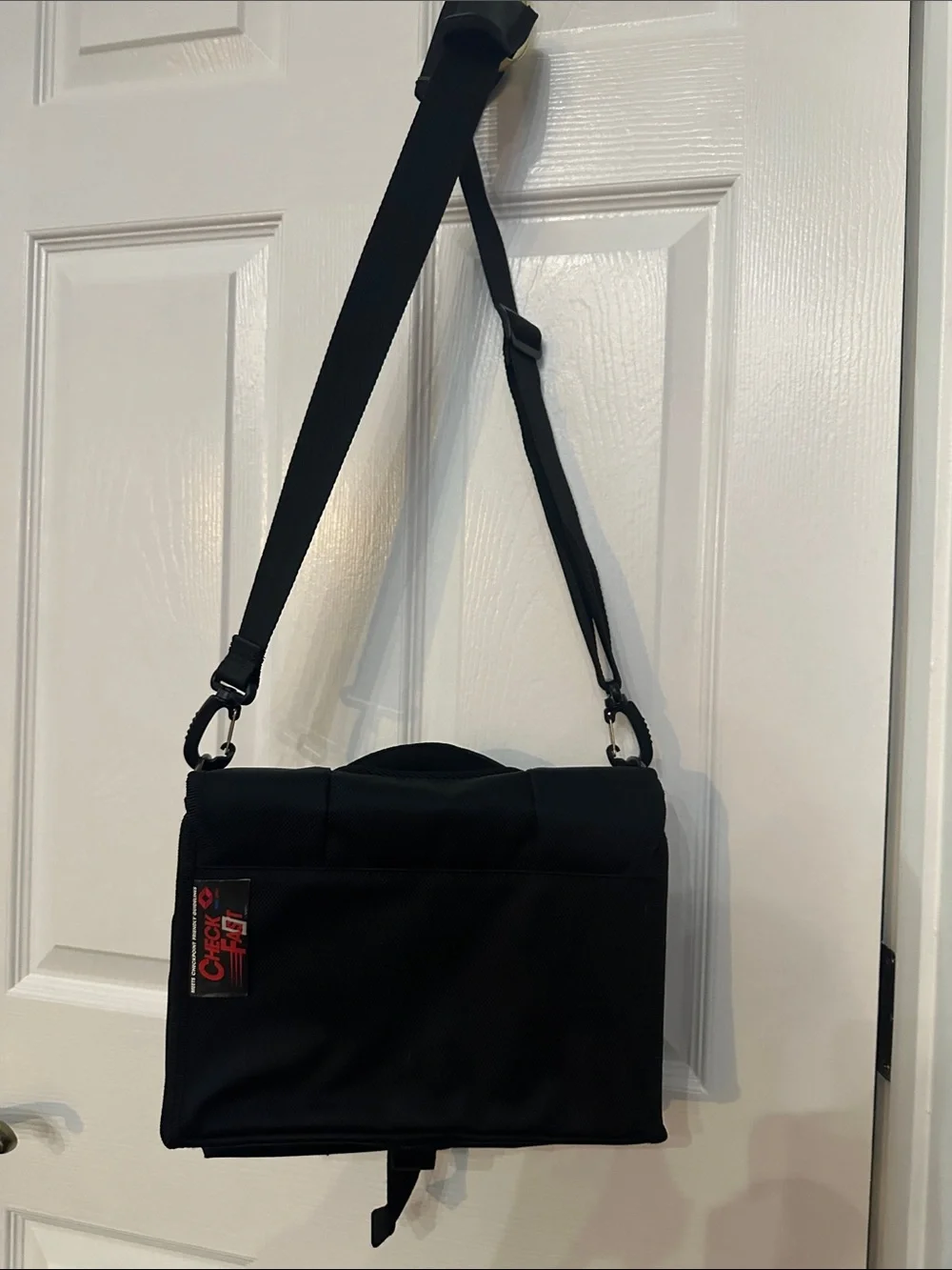 solo Black Messenger Bag with Olive Accent